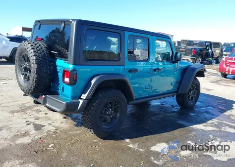 2024 Jeep Wrangler 4-Door Willys 4X4 z USA, uszkodzony, nr VIN 1C4PJXDN4RW157857